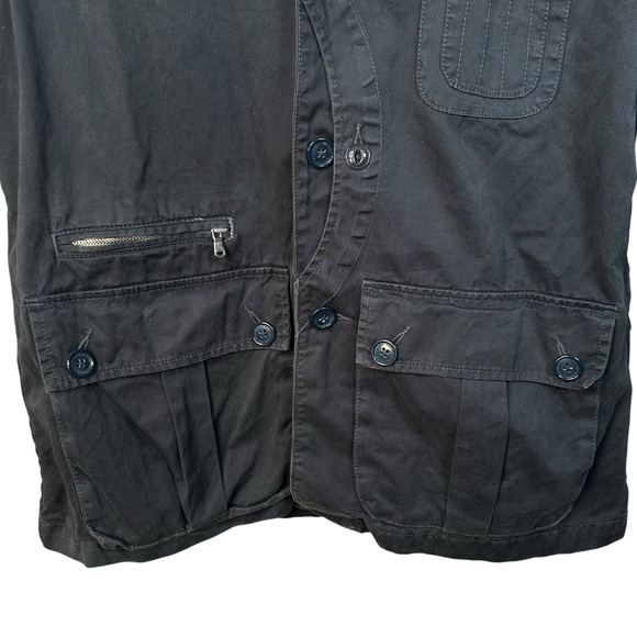 Pretty Green Utility Jacket Black Dark Grey Size L Casual Workwear - Picture 3 of 14